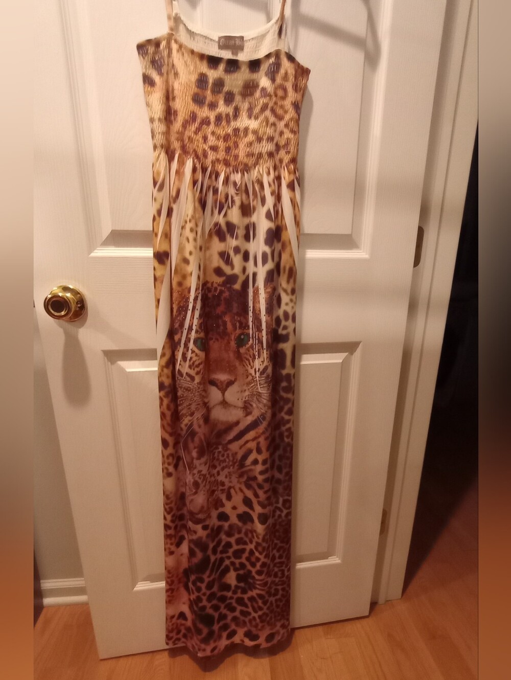 Women’s Leopard Print Maxi Dress with Lion Face